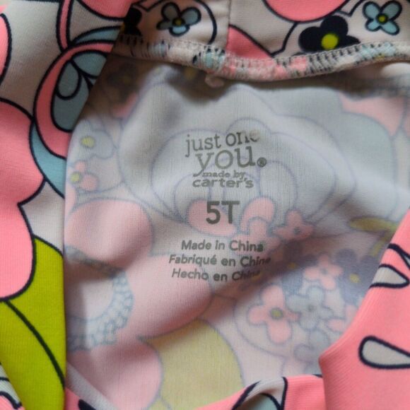 Carter's Just One You Girls 5T Swim Shirt Long Sleeve Pink Floral - Picture 2 of 5